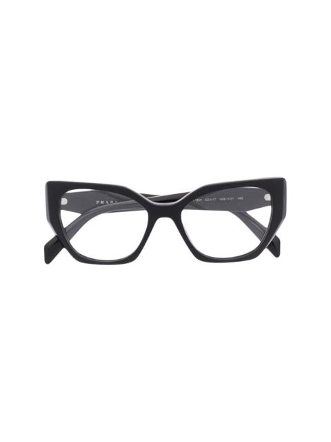 cat eye-frame logo-embossed glasses