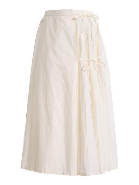 Lou Lou Pleated Cotton Midi Skirt white