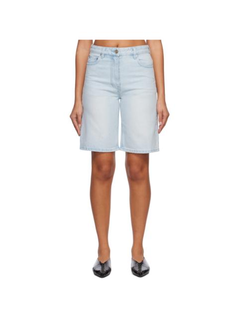 Blue Faded Denim Shorts