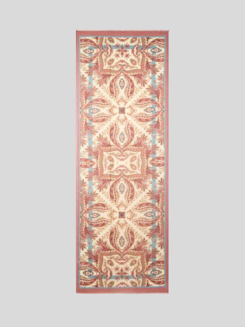 WOOL AND CASHMERE SCARF WITH PLACED PRINT