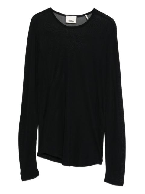 sheer-panel long-sleeve top