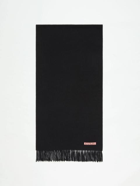 Fringe wool scarf – Narrow - Black