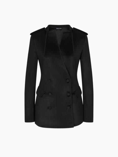 DOUBLE-BREASTED JACKET IN VISCOSE JERSEY