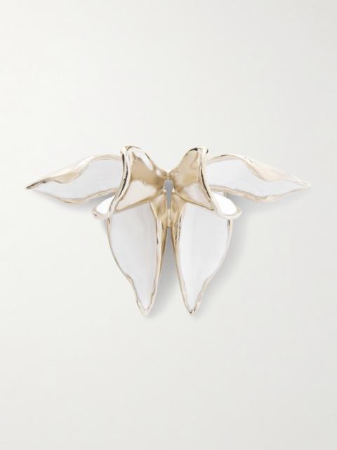 Flower Gold-tone And Enamel Brooch