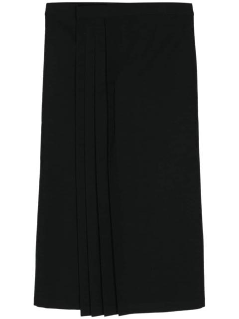 pleated wool midi skirt