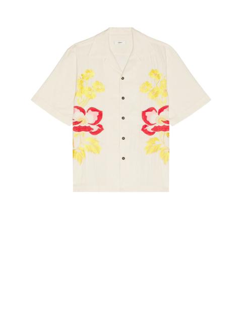 Embroidered Peonies Bowling Shirt
