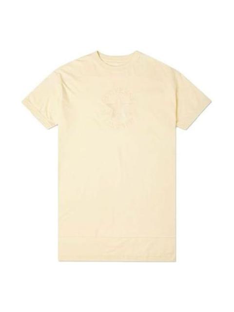 Converse Logo Embroidered Loose Casual mid-length Short Sleeve 'Light Yellow' 10021721-A01