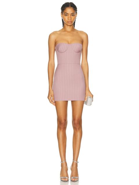 Lurex Pinstripe Strapless Mini Dress