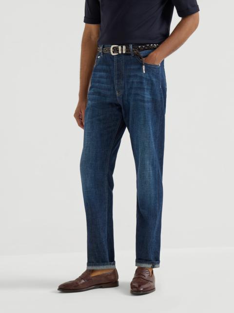 Lightweight old denim iconic fit five-pocket trousers