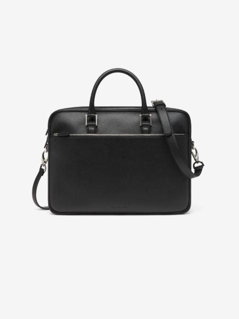 Black textured leather overnight bag