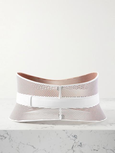 Neo Bustier laser-cut leather belt White