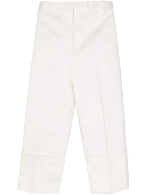 pressed-crease tapered trousers