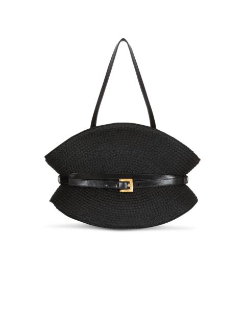 Shuffle Medium bag in calfskin leather and raffia