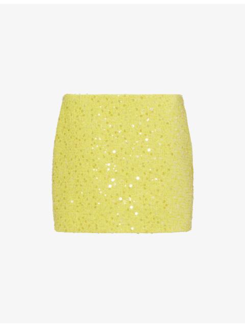 Sequinned-Boucle Woven Mini Skirt