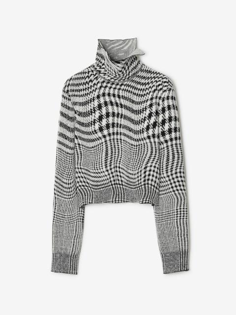 Warped Houndstooth Wool Blend Sweater