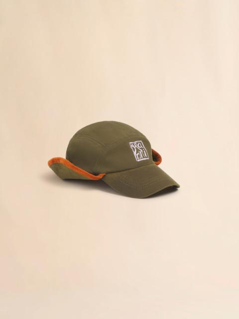 KHAKI GABARDINE BASEBALL CAP WITH EAR FLAPS