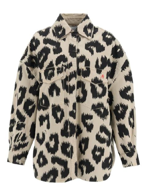 leopard-print denim jacket