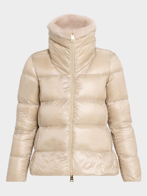 Ultralight Nylon Down Jacket with Alternative Fur