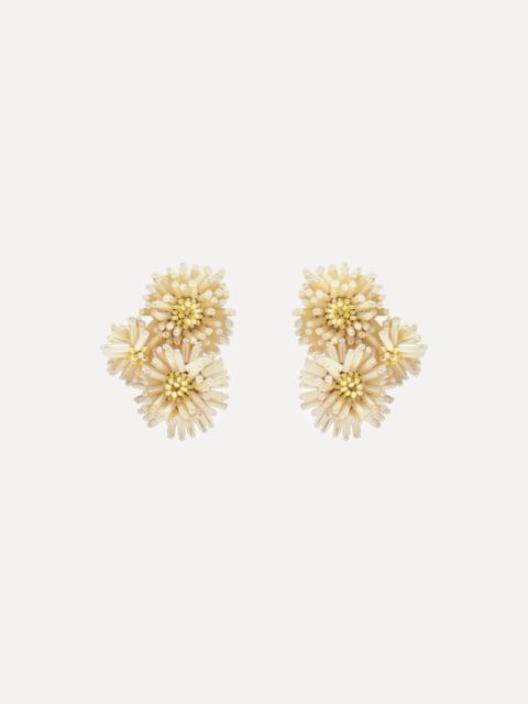 POMPOM FLOWER CLIP-ON EARRINGS