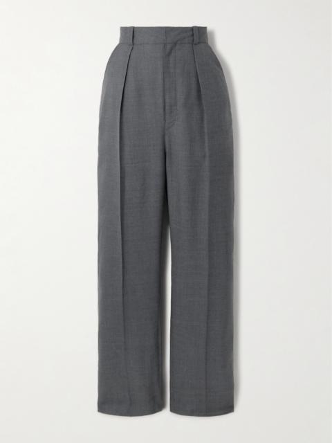 Pleated Grain De Poudre Wool Straight-leg Pants