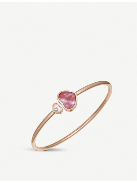 Happy Hearts 18ct rose-gold, 0.05ct diamond and mother-of-pearl bangle bracelet
