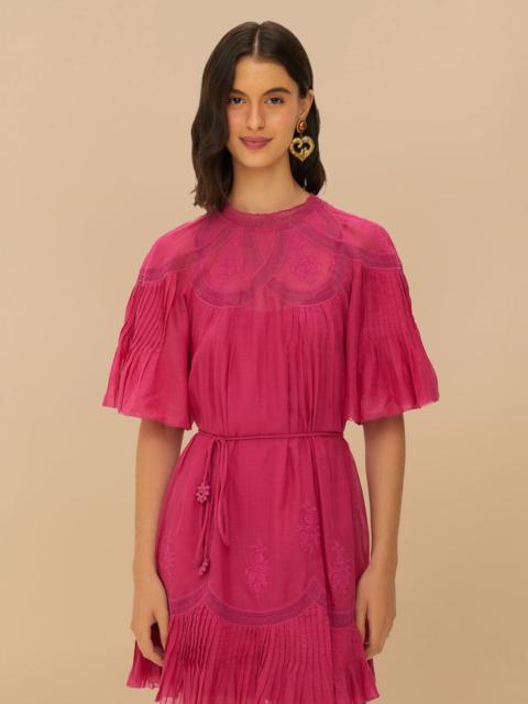 Pink Short Sleeve Ruched Mini Dress