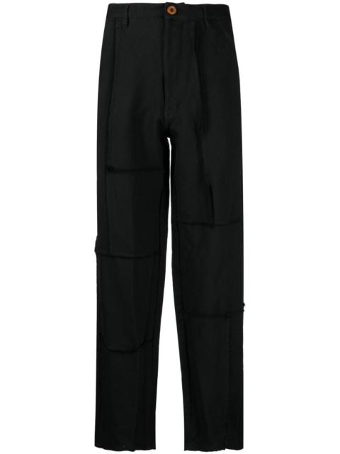 exposed-seam straight-leg trousers