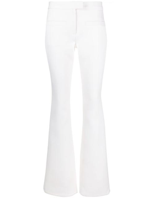 crepe-texture bootcut trousers