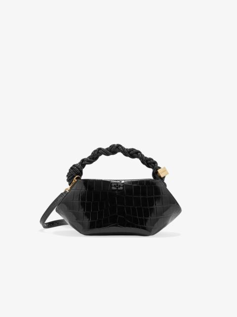 BLACK CROCO PATENT MINI GANNI BOU BAG