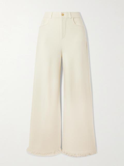 Storme Frayed Organic Wool And Cashmere-blend Wide-leg Pants