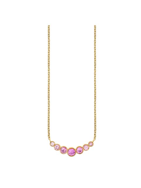 Pink Sapphire Bezel Curve Neckace