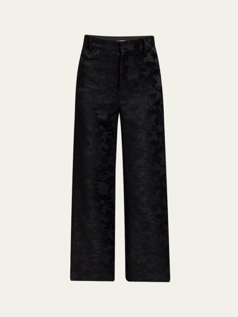 Baroque Jacquard Flare Ankle Pants