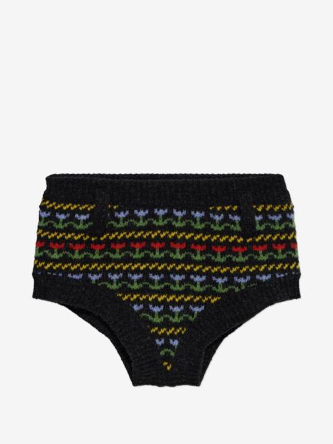 floral-pattern wool mini shorts