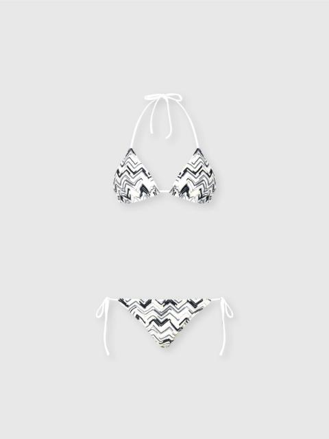Slub zigzag viscose blend bikini