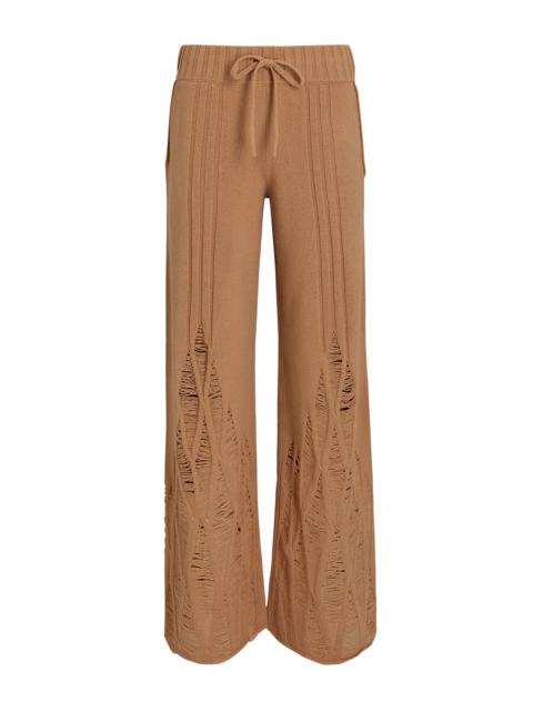 Distressed Wool-Cashmere Drawstring Pants