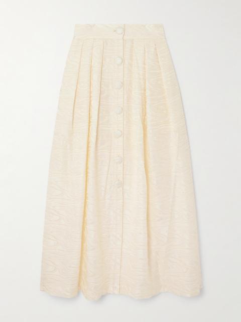 Irving Pleated Fil Coupé Woven Midi Skirt