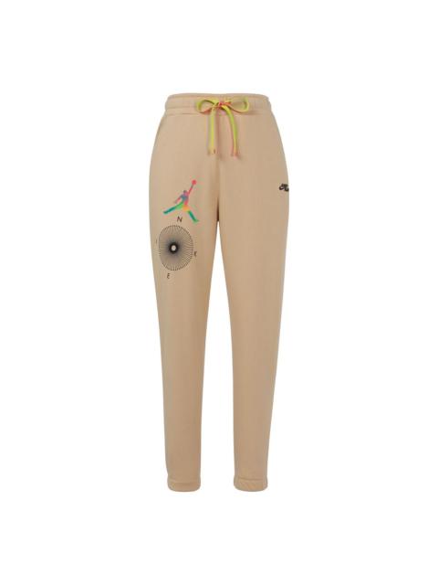 Air Jordan Word Embroidered Drawstring Casual Joggers/Pants/Trousers Men's Brown DQ8016-252