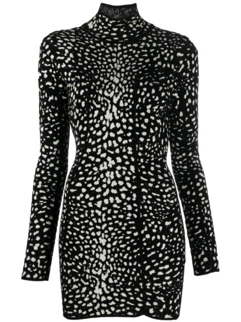 leopard jacquard mini dress