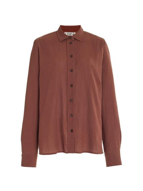 Exclusive Jolene Cotton Button-Down Shirt brown