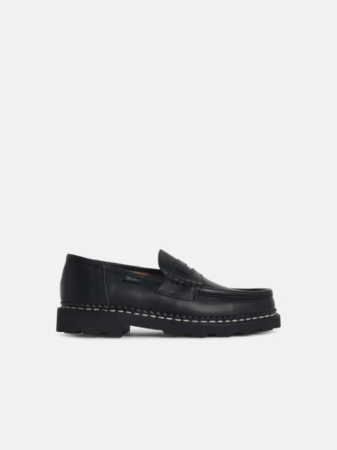 'REIMS' SMOOTH BLACK LEATHER LOAFERS