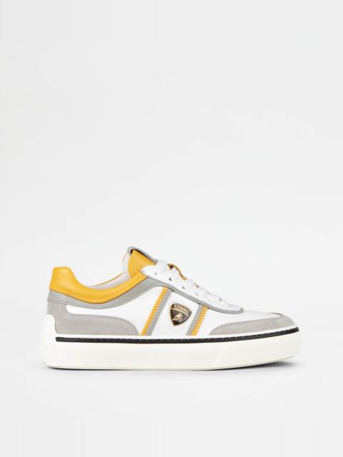 SNEAKERS IN LEATHER - GREY, WHITE, YELLOW