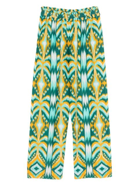 Tropical Tapestry ikat-pattern elastic-waist trousers