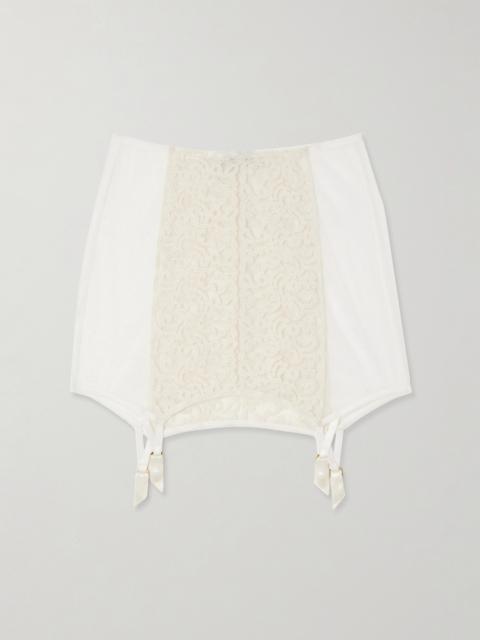 Lola Silk-blend Satin-trimmed Embroidered Tulle Garter Skirt