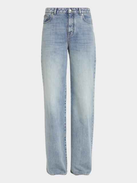 Mid-Rise Relaxed-Leg Denim Trousers