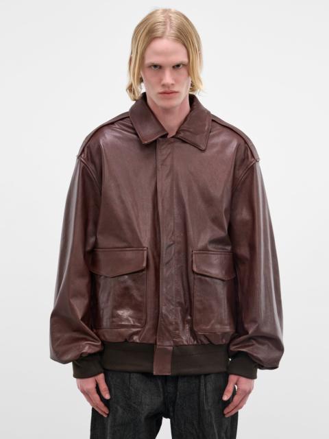 Brown Leather A2 Bomber Jacket