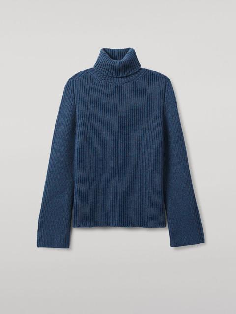 Roll-Collar Navy Cashmere Jumper