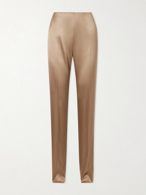 Silk-blend Duchesse Straight-leg Pants