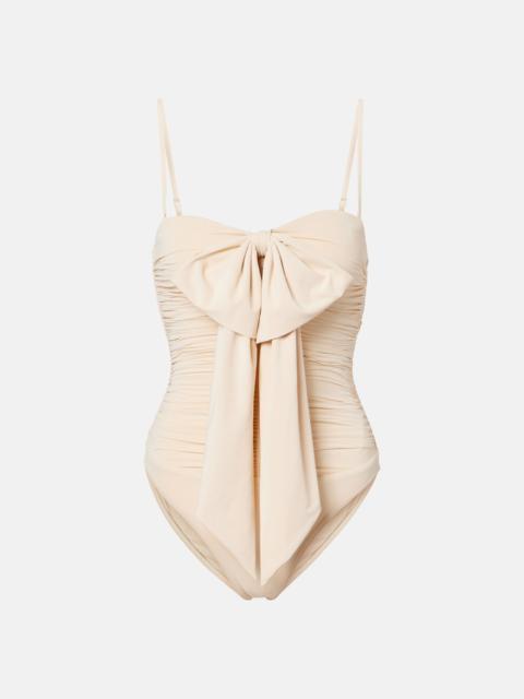 Como bow-detail draped swimsuit