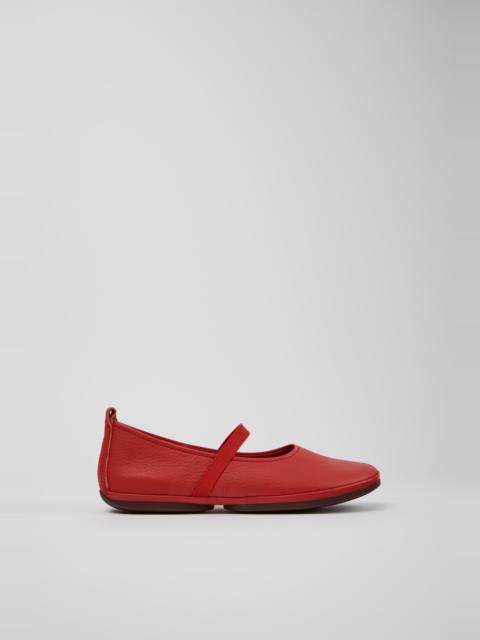 Red Leather Ballerinas for Women.
