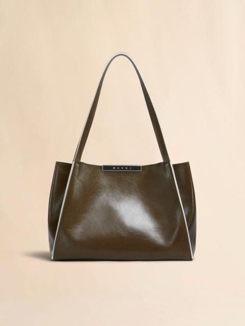 DEEP GREEN LEATHER CRESTA E/W SMALL TOTE BAG